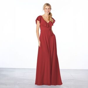 Morilee Madeline Gardner Terracotta Ruffle Dress NWT Bridesmaid Sz 14